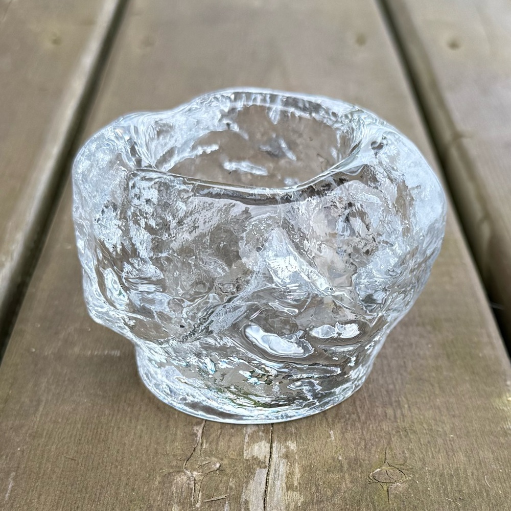 Vintage LE Smith Heavy Glass Snowball Tealight Votive Candle Holder